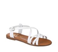 Oh! My Sandals 5555 Sandalia Piel con Tiras Plana Mujer Blanco 37