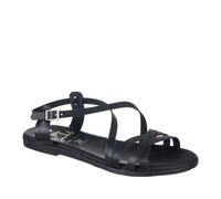 Oh! My Sandals 5555 Sandalia Piel con Tiras Plana Mujer Negro 37