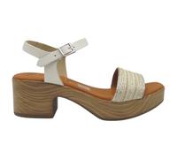 Oh! My Sandals - 5612 Sandalias de Mujer Hielo con Tacón Medio 5 cm, Plataforma 2 cm, Piel Natural, Pedrería y Espiga en la Pala, Hechas en España, Cómodas y Elegantes Mujer Color: Hielo Talla: 37