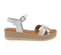 Oh! My Sandals - 5690 Sandalias de Mujer Modelo Zara en Piel con Tiras Multicolor, Plataforma 4 cm, Cuña Baja, Plantilla de Gel - Hechas en España Mujer Color: Blanco Combi Talla: 41