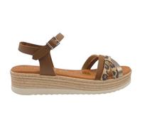 Oh! My Sandals - 5690 Sandalias de Mujer Modelo Zara en Piel con Tiras Multicolor, Plataforma 4 cm, Cuña Baja, Plantilla de Gel - Hechas en España Mujer Color: Combi Leopardo Talla: 37