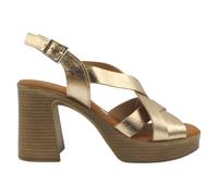 Oh! My Sandals - 5938 Sandalias de Mujer en Piel con Plantilla Gel, Tacón Ancho 9 cm y Plataforma 2 cm, Nueva Temporada Mujer Color: Cava Talla: 37