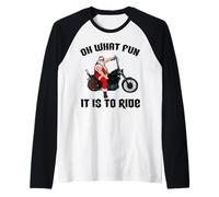 Oh Qué Divertido es Montar a Papá Noel Fresco en una Motocicleta Camiseta Manga Raglan