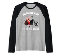 Oh Qué Divertido es Montar a Papá Noel Fresco en una Motocicleta Camiseta Manga Raglan