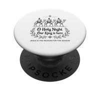 Oh Santa Noche Nuestro Rey Está Aquí Jesús Navidad Cristiano PopSockets PopGrip Adhesivo