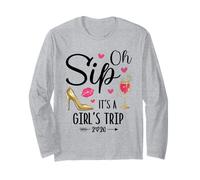 Oh Sip It's A Girls Trip 2026 Summer Vacation Weekend Party Manga Larga