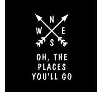 Oh The Places You Go Calcomanía de Vinilo con Instrucciones de brújula NOK | Coches, Camiones, Furgonetas, Paredes, Ordenador portátil | Blanco | 5.5 x 4.0 Pulgadas | NOK440