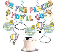 Oh The Places You'll Go Banner colorido Dr. Seuss - Decoración de graduación Oh The Places You'll Go para decoración de graduación preescolar de jardín de infantes