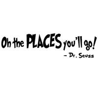 OH The Places You'll GO!-DR.Seuss Option 2 - Vinilo decorativo para pared, diseño de cita inspiradora con texto en inglés "Art Quotes You Go", 15,24 cm de alto x 57,1 cm de ancho, color blanco