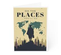 Oh The Places You'll Go - Tarjeta de graduación inspiradora para él o ella, escuela secundaria, universidad, recuerdo de graduación universitaria, tarjeta de felicitación de graduación para graduado