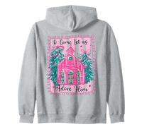 Oh, Ven, déjanos adorarlo, Pink Church Christmas Christian Girl Sudadera con Capucha