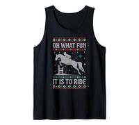 Oh What Fun It Is To Ride Horse Ugly Horse Suéter de Navidad Camiseta sin Mangas