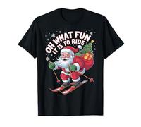 Oh What Fun It Is To Ride Skiing Santa Claus Christmas Camiseta