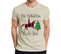 Oh What Fun Tis to Ride Navidad Caballo Reno Buffalo Plaid - Camiseta para hombre, naturaleza, XXL