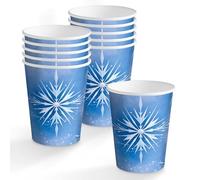 OH YEAH - 10 Unidades - Vaso Cartón Desechable Fiesta Princesa Hielo - 270 cc - Platos, Vasos, Servilletas y Mantel - Decoración Cumpleaños Infantil - Copo Nieve - Celebraciones y Fiestas Temáticas