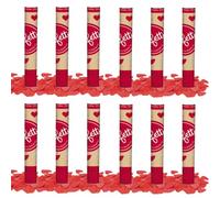 OH YEAH - 12 Unidades - Cañón Confeti Corazones y Pétalos Rojos - 30 cm - Fiestas y Celebraciones - Ideal para Bodas, Cumpleaños, Eventos y Despedidas - Gran Potencia de Alcance - FÁCIL DE USAR