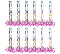 OH YEAH - 12 Unidades - Cañón Confeti Rosa - 50 cm - Fiestas y Celebraciones - Ideal para Bodas, Cumpleaños, Eventos, Revelación de Género y Despedidas - Gran Potencia de Alcance - FÁCIL DE USAR