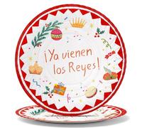 OH YEAH - 2 Unidades Bandeja Redonda Reyes Magos Cartón Desechable Ø 30 cm - Decoración Temática Navideña de la Noche de Reyes Magos - Diseño Festivo Navideño - Celebración Noche de Reyes