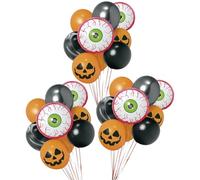 OH YEAH - 3 Sets Globo Foil + Látex Ojo Halloween - Pack 30 uds - Decoración Terror - Globo Foil + Látex - Accesorios Decoración Pared Halloween - FÁCIL DE HINCHAR