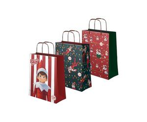 OH YEAH - 3 Unidades - Bolsas Regalo Pequeñas Cartón Navidad Temática Elfo Travieso - 18 x 10 x 24 cm - The Elf on the Shelf - Accesorios - Fiesta Navidad Elfos traviesos - YA ESTOY AQUÍ!