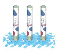 OH YEAH - 3 Unidades - Cañón Confeti Azul - 30 cm - Fiestas y Celebraciones - Ideal para Bodas, Cumpleaños, Eventos, Revelación de Género y Despedidas - Gran Potencia de Alcance - FÁCIL DE USAR