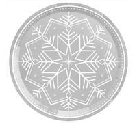 OH YEAH - 6 Plato Cartón Llano Navidad - Winter Plata - 23 cm - Efecto Metalizado Plata - Decoración Mesa Navidad - Mesa Decoración Plata - Decoración Navidad - DISEÑO ÚNICO