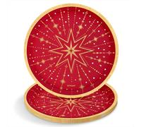 OH YEAH - 6 Unidades - Plato Cartón Desechable Feliz Navidad - Ø 17 cm - Platos, Vasos, y Servilletas Desechables - Decoración Mesa Navideña - Diseño Estrellas Doradas - Celebraciones de Navidad