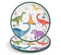 OH YEAH - 6 Unidades - Plato Cartón Desechable Fiesta Baby Dinos - Ø 17 cm - Platos, Vasos, Servilletas y Mantel - Decoración Mesa Cumpleaños Infantil - Diseño Dino - Celebraciones y Fiestas Temáticas