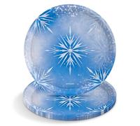 OH YEAH - 6 Unidades - Plato Cartón Desechable Fiesta Princesa Hielo - Ø 17 cm - Platos, Vasos, Servilletas y Mantel - Decoración Cumpleaños Infantil - Copo Nieve - Celebraciones y Fiestas Temáticas