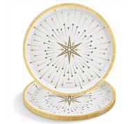 OH YEAH - 6 Unidades - Plato Cartón Desechable Nochevieja Happy New Year - Ø 23 cm - Platos, Vasos, Servilletas - Decoración Mesa Fin de Año - Diseño Estrellas Brillantes - Fiesta Navidad Elegante