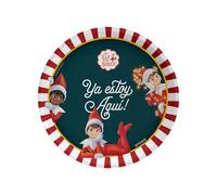 OH YEAH - 6 unidades Plato desechable de cartón Temática Elfo Travieso - Ø 23 cm - The Elf on the Shelf - Decoración Mesa Navideña - Fiesta Navidad Elfos traviesos - YA ESTOY AQUÍ!