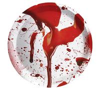 OH YEAH - 8 Platos Cartón Halloween Sangre - Ø 17 cm - Plato Postre Llano Desechable - Decoración Mesa Halloween Temática Sangre - Vajilla Decoración Halloween Sangre - FÁCIL MONTAJE