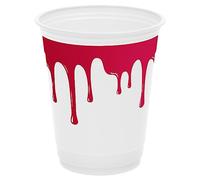 OH YEAH - 8 Vasos Halloween Sangre - 360 cc - Vaso Blanco Premium - Decoración Mesa Halloween Temática Sangre - Vajilla Decoración Halloween Sangre - FÁCIL MONTAJE