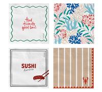 OH YEAH - 80 Unidades - Servilletas Papel Doble Capa 33x33 cm Estilo Mar & Food - Servilletas Decoradas para Cumpleaños y Fiestas - Decoración Mesa - Vajilla Papel Desechable - PAPEL DOBLE CAPA