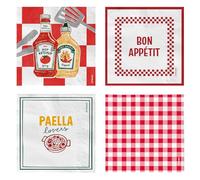 OH YEAH - 80 Unidades - Servilletas Papel Doble Capa 33x33 cm Sabores del Mundo - Servilletas Decoradas para Cumpleaños y Fiestas - Decoración Mesa - Vajilla Papel Desechable - PAPEL DOBLE CAPA