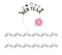 OH YEAH - Diademas Nochevieja para Adultos y Niños - “Happy New Year” - Talla Única - Accesorios Fiesta Fin de Año y Cotillón - Ideal para Fotos y Eventos (12 Unidades, Diadema Metal)