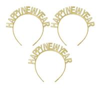 OH YEAH - Diademas Nochevieja para Adultos y Niños - “Happy New Year” - Talla Única - Accesorios Fiesta Fin de Año y Cotillón - Ideal para Fotos y Eventos (3 Unidades, Diadema Oro)