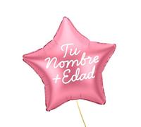 OH YEAH - Estrella Personalizada 48 Cm - Nombre y Edad PERSONALIZADO - Apto Helio - Globo Personalizado - Globo Foil Estrella Metalizado - Diseño Personalizado - ELIGE TU NOMBRE + EDAD (Rosa)