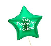 OH YEAH - Estrella Personalizada 48 Cm - Nombre y Edad PERSONALIZADO - Apto Helio - Globo Personalizado - Globo Foil Estrella Metalizado - Diseño Personalizado - ELIGE TU NOMBRE + EDAD (Verde)