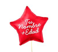 OH YEAH - Estrella Personalizada 48 Cm - Nombre y Edad PERSONALIZADO - Apto Helio - Globo Personalizado - Globo Foil Estrella Metalizado - Diseño Personalizado - ELIGE TU NOMBRE + EDAD (Rojo)