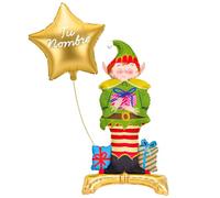 OH YEAH - Globo con Base Foil Elfo Mágico Navidad + Estrella Oro PERSONALIZADA - Decoración Festiva con Duendes - Accesorios Navideños - Complementos para Fiestas, Hogar y Colegios - ELIGE TU NOMBRE