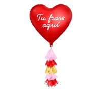 OH YEAH - Globo San Valentín PERSONALIZADO - Globo Foil Corazón 75 cm con Tassel Vinilo Blanco - Decoración Romántica - San Valentín, Aniversario - Regalo Personalizado - Apto Helio - ELIGE TU FRASE