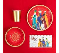 OH YEAH - Kit 6 Personas Reyes Magos Desechable - 38 piezas - Decoración Temática Navideña de la Noche de Reyes Magos - Diseño Festivo Navideño - Celebración Noche de Reyes