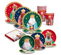 OH YEAH - Kit 6 Personas Reyes Magos Desechable - 48 piezas - Decoración Temática Navideña de la Noche de Reyes Magos - Diseño Festivo Navideño - Celebración Noche de Reyes