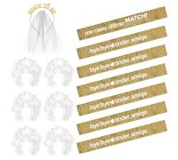 OH YEAH - Kit Despedida de Soltera Novia y Amigas - Bandas y Diademas - Accesorios Despedida Soltera - Team Bride - Diadema Bride To Be con Velo - Diademas Flores Blancas (Oro, Novia + 6 amigas)