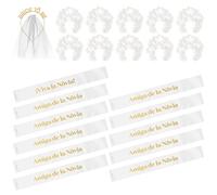 OH YEAH - Kit Despedida de Soltera Novia y Amigas - Bandas y Diademas - Accesorios Despedida Soltera - Team Bride - Diadema Bride To Be con Velo - Diademas Flores Blancas (Blanco, Novia + 10 amigas)