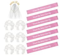 OH YEAH - Kit Despedida de Soltera Novia y Amigas - Bandas y Diademas - Accesorios Despedida Soltera - Team Bride - Diadema Bride To Be con Velo - Diademas Flores Blancas (Rosa, Novia + 6 amigas)