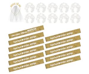 OH YEAH - Kit Despedida de Soltera Novia y Amigas - Bandas y Diademas - Accesorios Despedida Soltera - Team Bride - Diadema Bride To Be con Velo - Diademas Flores Blancas (Oro, Novia + 10 amigas)