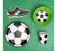 OH YEAH - Kit Vajilla Desechable Cumple Fútbol de Cumpleaños 6 Personas - 42 Piezas - Platos, Vasos, y Servilletas Desechables - Decoración Vajilla Cumpleaños Infantil Temático - Kit Mesa