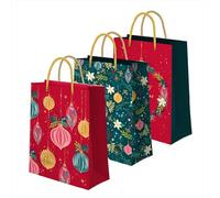 OH YEAH - Pack 3 Bolsas Regalo Navidad - Bolsa Cartón Con Asas - 4 Tamaños - Regalos Navideños, Reyes Magos, Amigo Invisible - REGALO ÚNICO (Ornaments, Mediana 26 x 10 x 32 cm, 3 Unidades)